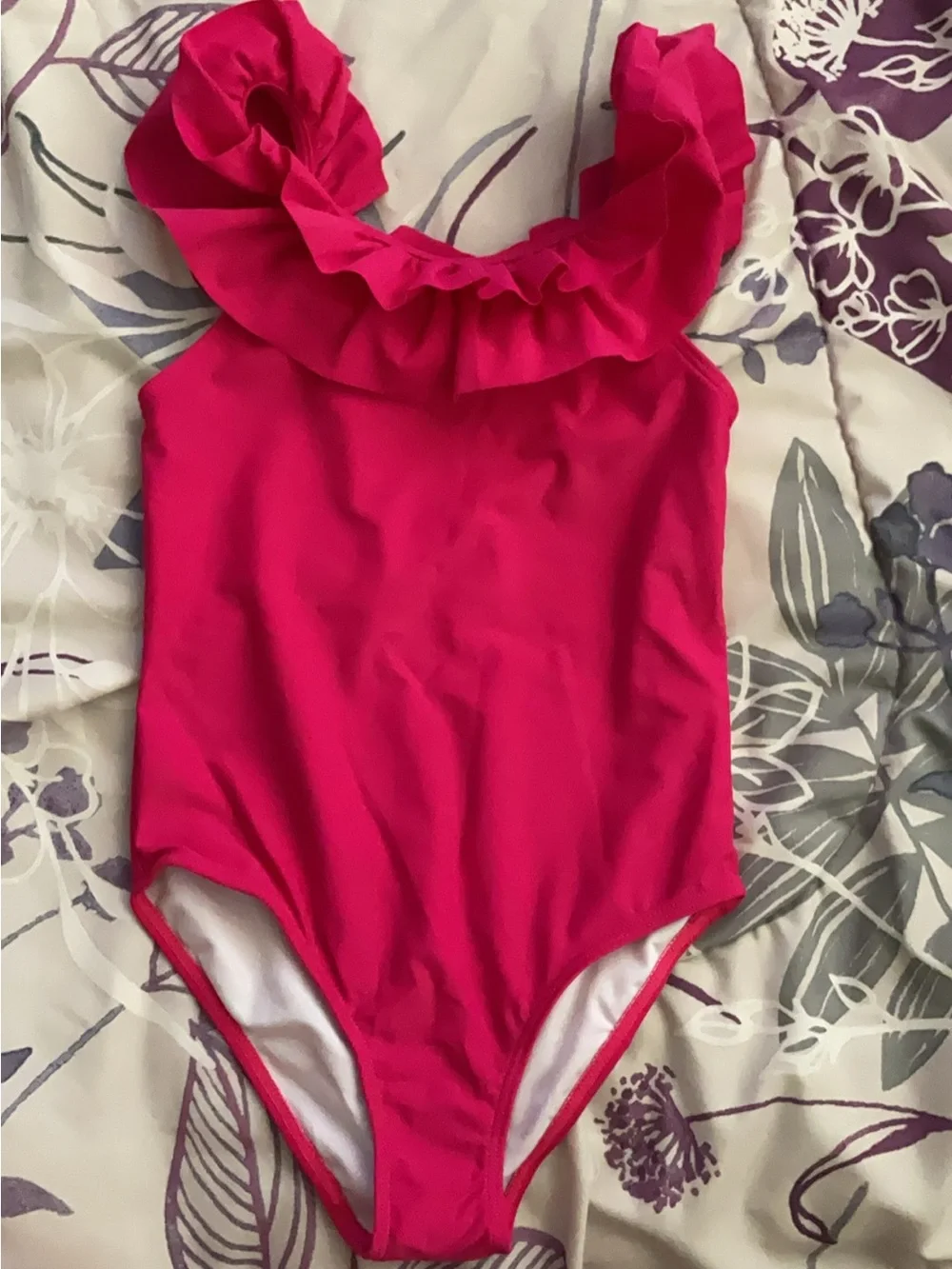 Ruffled One-Piece Swimsuit in Bright Pink